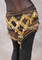 GRAND PYRAMID Egyptian Bead and Coin Hip Scarf - Metallic Stripe with Gold and Black
