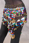 Egyptian Triangle Hip Scarf with Paillettes and Coins - Metallic Stripe