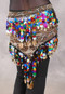 Egyptian Triangle Hip Scarf with Paillettes and Coins - Reptile Print