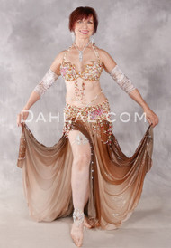 A LA SAMIA Egyptian Costume - Bronze and Nude Gradient, Red, White and Gold,
