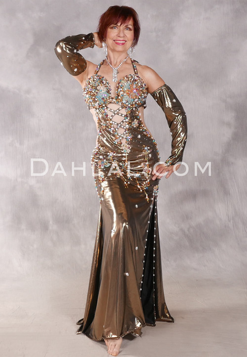 ELEGANCE ENTWINED Egyptian Dress - Bronze, White, Turquoise and Gold