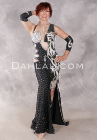 ROMANTIC INTERLUDE Egyptian Dress - Black, White and Silver