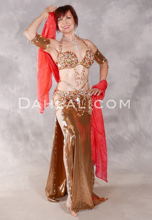 SULTRY SUNSET Egyptian Costume- Copper,White and Red