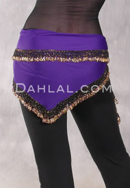 DYNASTY Wide Row Beaded Hip Scarf - Purple with Gold and Amethyst