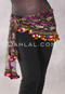 Egyptian Sheer Hip Scarf With Coins And Paillettes - Black, Gold and Fuchsia Lace