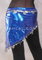 Single Row Egyptian Coin Hip Scarf with Multi-size Coins - Metallic Royal Blue with Silver 