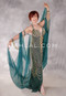 JEWEL OF THE NILE II Egyptian Dress - Forest Green, Gold and White,