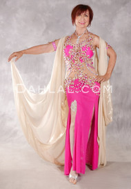 ROYAL PROCESSION Egyptian Dress - Hot Pink, Gold and White