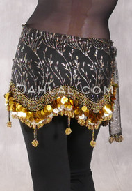 LUXOR WAVE Egyptian Hip Scarf - Black and Gold