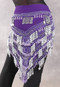 Multi-Row Beaded Fringe and Coin Hip Shawl - Purple, Silver and Lavender 
