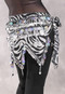 Egyptian Wave Teardrop Hip Scarf with Coins and Paillettes - Zebra Stripe and Silver