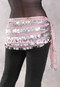 Five Row Egyptian Coin Hip Scarf - Graphic Print in Pink with Silver