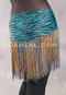 Lycra Fringe Hip Scarf - Zebra Stripe with Gold and Turquoise