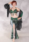 NEFERTITI Gilded Velvet Mermaid Skirt - Black and Iridescent Green