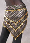 Three Row Egyptian Coin Hip Scarf With Multi-Sized Coins - Metallic Stripe with Gold