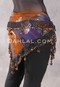 DYNASTY Wide Row Beaded Hip Scarf - Paisley Print with Bronze Iris, Gold and Black