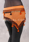 DYNASTY Wide Row Beaded Hip Scarf - Orange with Black, Gold and Orange