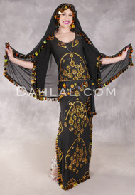 SAHARA NIGHTS Egyptian Dress - Black and Gold