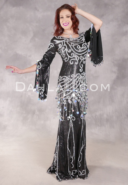 MEMPHIS MOONLIGHT Egyptian Dress - Black and Silver, Size Large-2XL ...