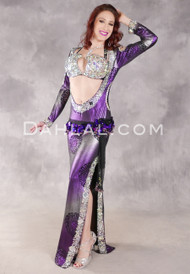 Sparkle Egyptian Beledi Dress - Metallic Magenta and Silver