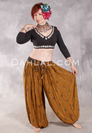 BEYOND THE DESERT Silk Blend Harem Pants - Toffee, Copper, Forest Green and Cream