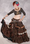 MOONLIGHT AVALON 25 Yard Silk Tiered Ruched Skirt - Dark Chocolate, Light Copper and Silver