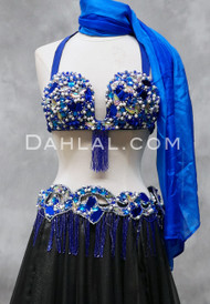 OUT OF THE BLUE Egyptian Bra and Belt Set- Royal Blue