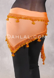 DYNASTY Wide Row Beaded Hip Scarf - Orange with Goldenrod and Gold