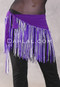 Lycra Fringe Hip Scarf - Solid Purple with Purple and White