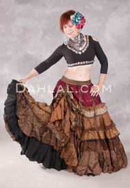 MOONLIGHT AVALON 25 Yard Silk Tiered Ruched Skirt - Warm Taupe, Chocolate, Bronze, Wine, Gold and Cream