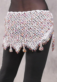 Crocheted Sparkle Hip Wrap - White with Multi-color