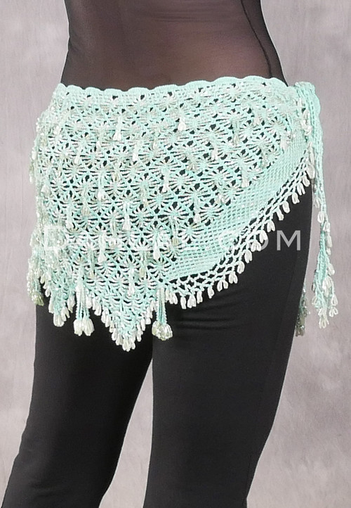 Crocheted Sparkle Hip Wrap - Mint with Mint,