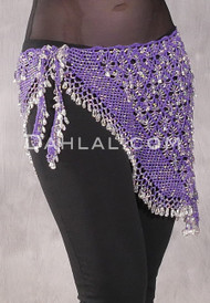 Crocheted Sparkle Hip Wrap - Purple with Silver