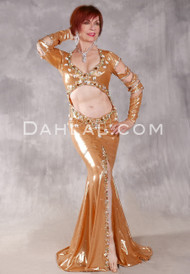 SULTRY SERENADE Egyptian Dress - Gold, White, Green and Amber