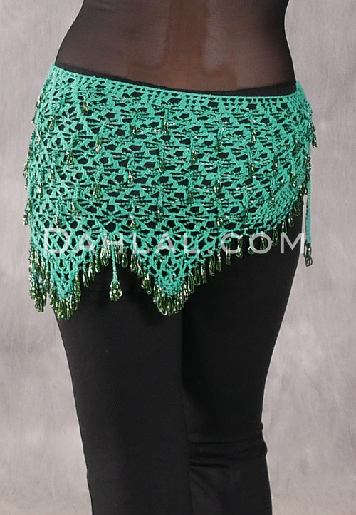 Crocheted Sparkle Hip Wrap - Mint with Kelly Green