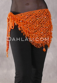 Crocheted Sparkle Hip Wrap - Orange with Orange