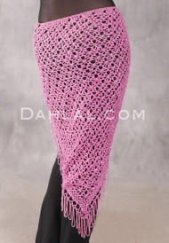 Crocheted Sparkles Hip Shawl - Pink with Pink