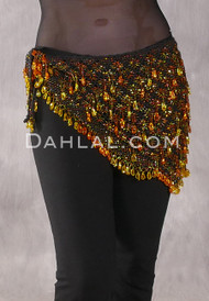Crocheted Sparkle Hip Wrap - Black with Orange & Yellow