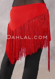 Lycra Fringe Hip Scarf - Solid Red with Red