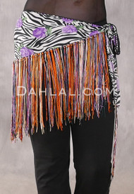 Lycra Fringe Hip Scarf - Floral and Animal Print with Multi-color