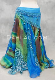 Turquoise Printed Chiffon Skirt