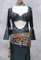 Paillette and Beaded Fringe Head and Hip Scarf Set- Animal Print with Multi-Color