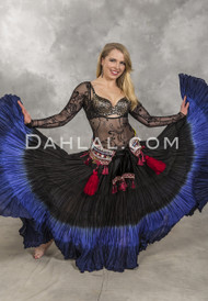 Extra Full Dip-Dye 25 Yard Tiered Skirt - Black, Royal Blue and Navy