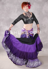 Extra Full Dip-Dye 25 Yard Tiered Skirt - Black, Lavender and Purple