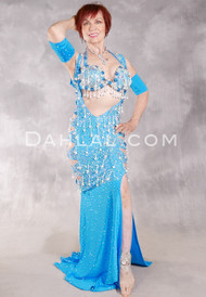 SHIMMERING IN BLUE Egyptian Dress - Turquoise and Silver