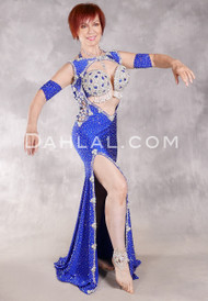 SPARKLING IN DEEP BLUE Egyptian Dress - Royal Blue and Silver