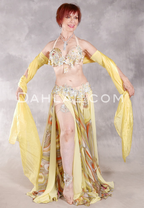 NAIMAH Egyptian Costume - Olive, Yellow, Burnt Orange, Silver and Nude