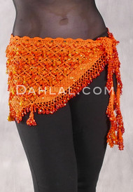 Crocheted Sparkle Hip Wrap - Orange with Yellow and Orange