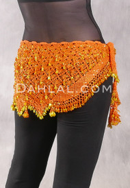 Crocheted Sparkle Hip Wrap - Orange with Yellow and Goldenrod