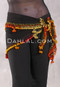 DYNASTY Wide Row Beaded Hip Scarf - Black with Orange, Goldenrod and Metallic Gold